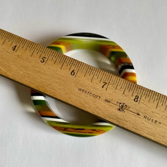 Vintage Striped Resin Bangle Bracelet - Picture 5 of 8